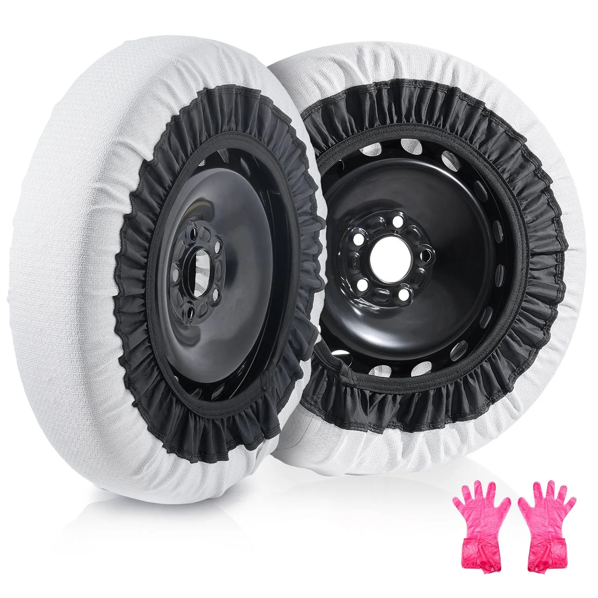 Snow socks medium size, 2 pcs, thickened, tyre traction covers, silver