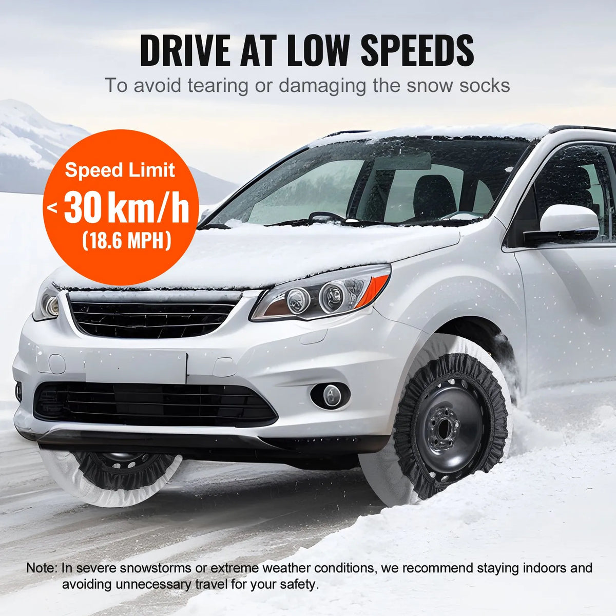 Snow socks medium size, 2 pcs, thickened, tyre traction covers, silver