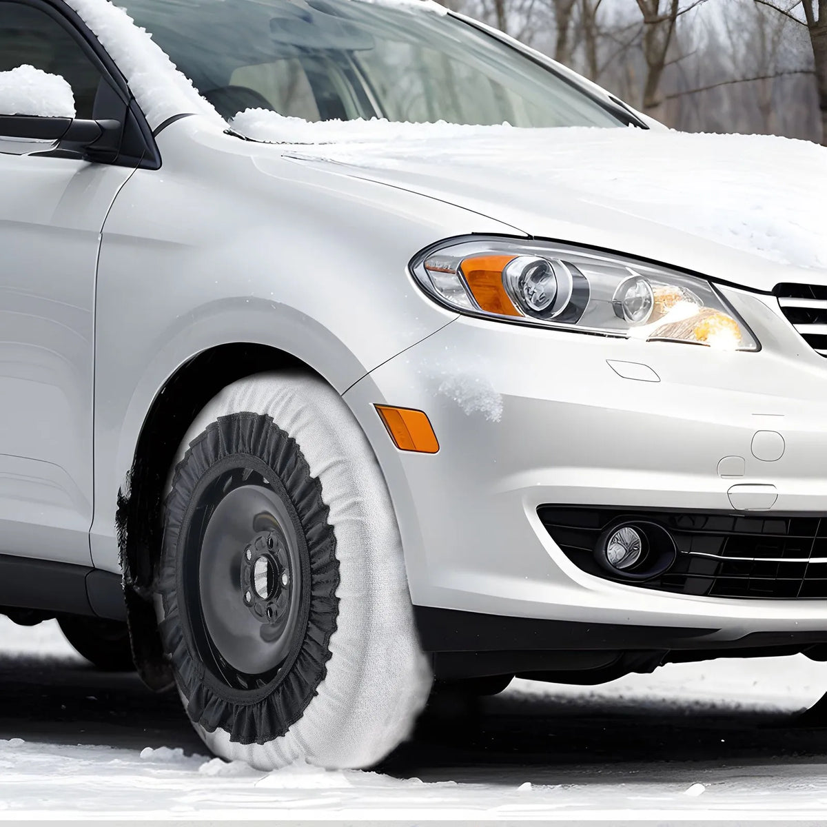 Snow socks medium size, 2 pcs, thickened, tyre traction covers, silver