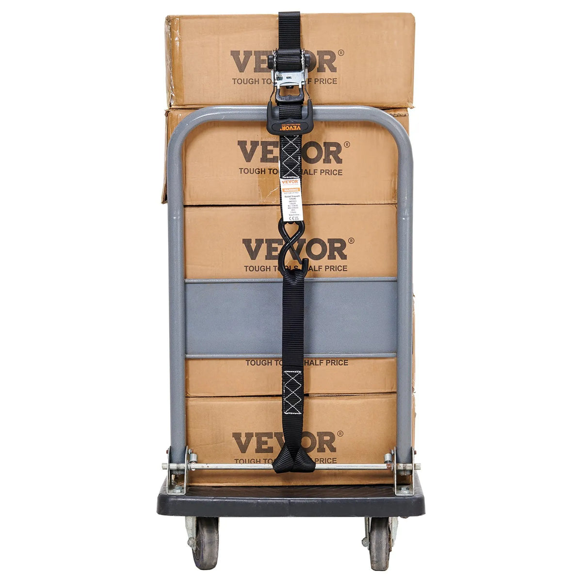 Ratchet Tie-Down Straps, 4 Pieces, 2362 kg Maximum Breaking Load, 40 mm × 2.44 m, with Padded Handles, for Securing Cargo, Appliances, Garden Equipment and Motorcycles
