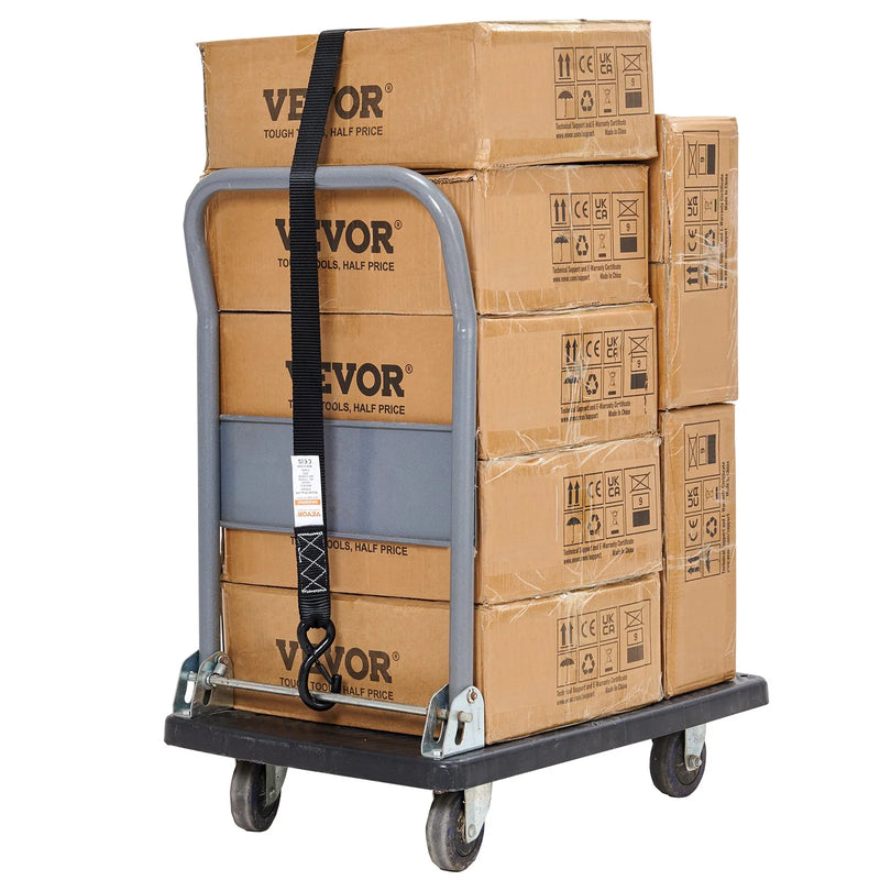 Sprūdrata stiprināšanas siksnas, 4 gab., 2362 kg maksimālā pārraušanas slodze, 40 mm × 2,44 m, ar polsterētiem rokturiem, paredzētas kravas, sadzīves tehnikas, dārza tehnikas un motociklu nostiprināšanai