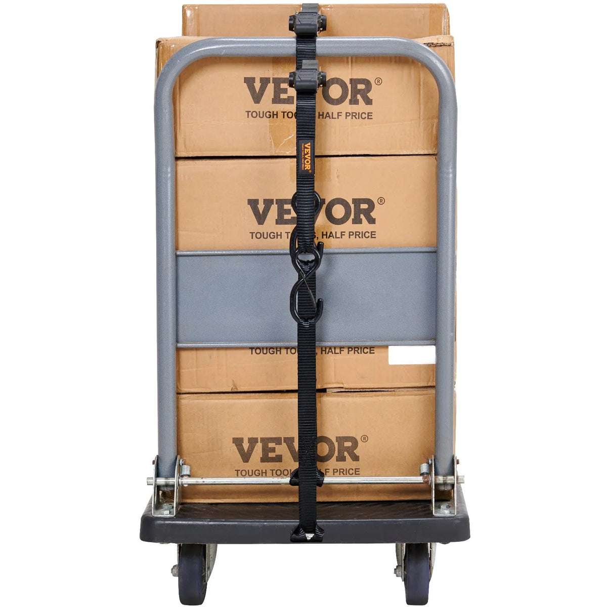 Cargo Lashing Straps with Ratchet Mechanism, 4 Pieces, 1000 kg Maximum Breaking Load, 25 mm × 4.57 m, with Padded Handles, for Securing Cargo, Appliances, Garden Equipment and Motorcycles