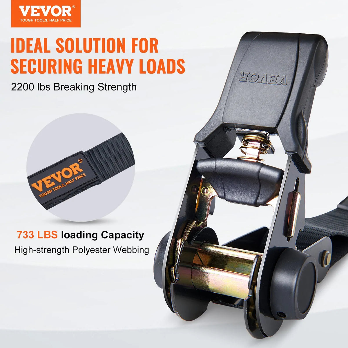 Cargo Lashing Straps with Ratchet Mechanism, 4 Pieces, 1000 kg Maximum Breaking Load, 25 mm × 4.57 m, with Padded Handles, for Securing Cargo, Appliances, Garden Equipment and Motorcycles