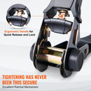 Kravas stiprināšanas siksnas ar sprūdrata mehānismu, 4 gab., 1000 kg maksimālā pārraušanas slodze, 25 mm × 4,57 m, ar polsterētiem rokturiem, paredzētas kravas, sadzīves tehnikas, dārza tehnikas un motociklu nostiprināšanai