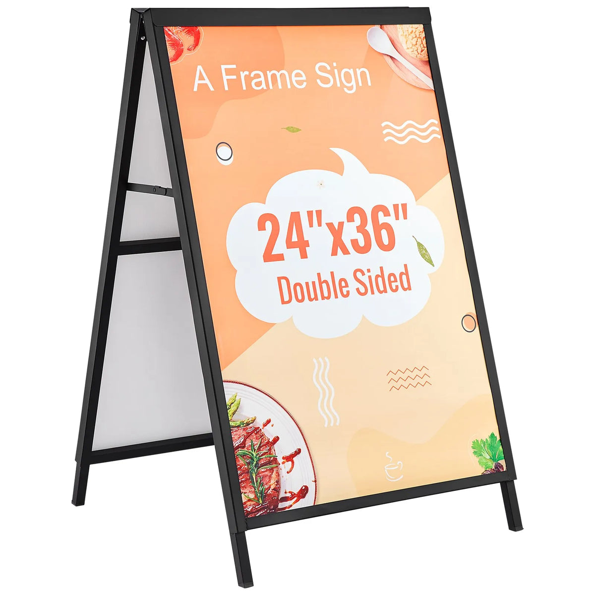 VEVOR A-Frame Pavement Sign 61 × 91 cm, Durable Double-Sided Foldable Sandwich Board Poster Holder with Sliding Frame, Steel Outdoor Advertising Stand for Business Street Signage (Frame Only)