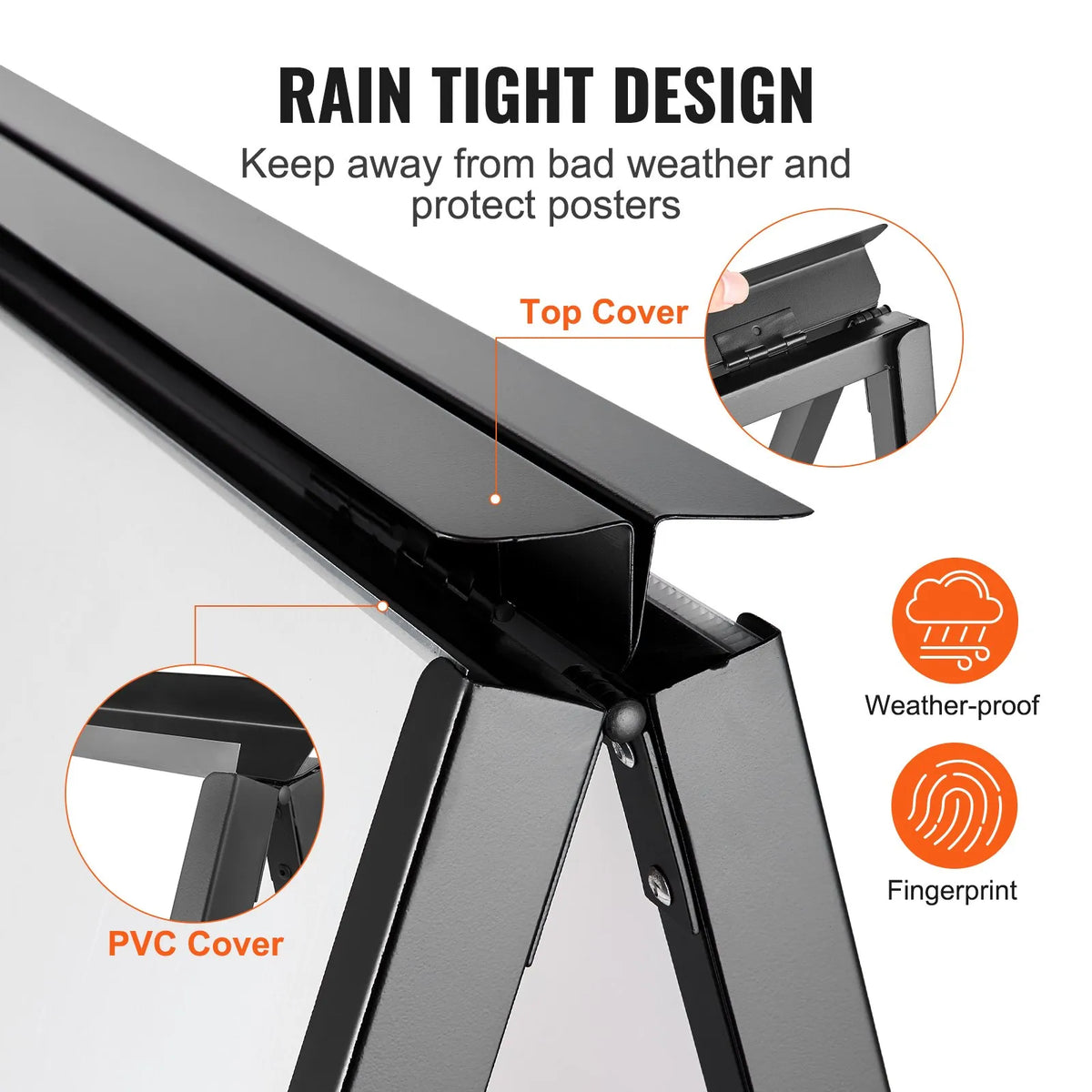 VEVOR A-Frame Pavement Sign 61 × 91 cm, Durable Double-Sided Foldable Sandwich Board Poster Holder with Sliding Frame, Steel Outdoor Advertising Stand for Business Street Signage (Frame Only)