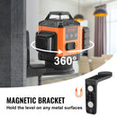 VEVOR zaļās krustlīnijas lāzera nivelieris, pašnivelējošs, augstas precizitātes mērīšanai, darbības attālums līdz 30,48 m