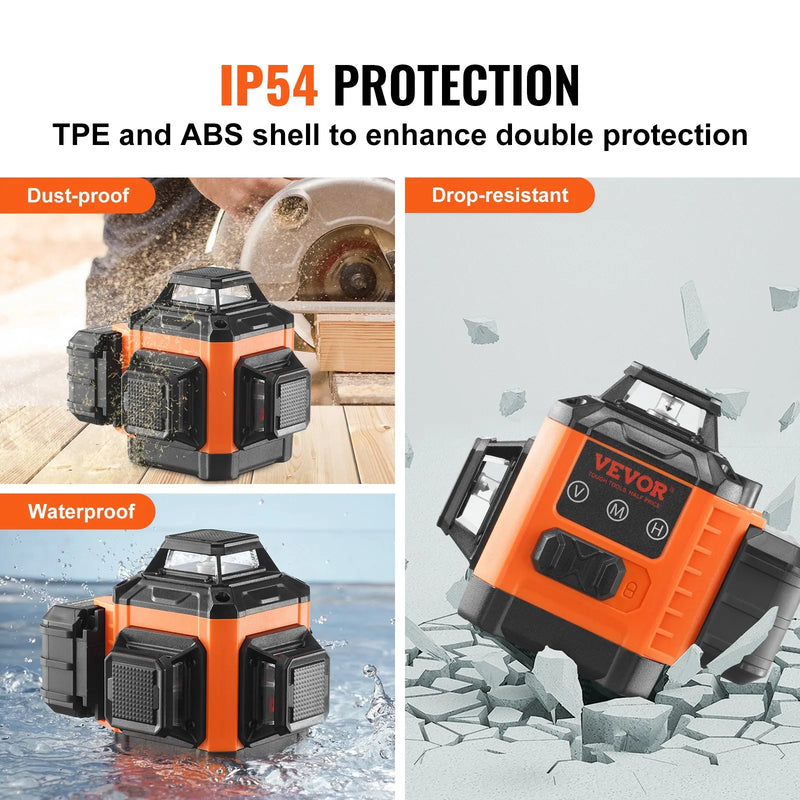 VEVOR zaļās krustlīnijas lāzera nivelieris, pašnivelējošs, augstas precizitātes mērīšanai, darbības attālums līdz 30,48 m