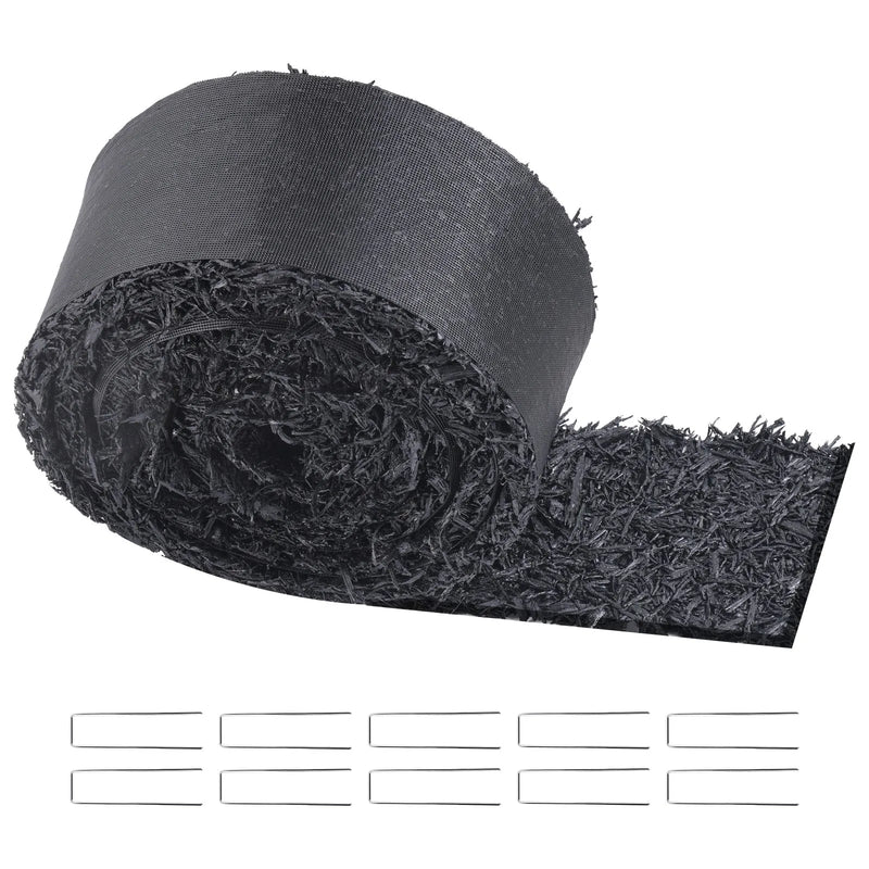 VEVOR gumijas mulča ainavu labiekārtošanai, pārstrādātas gumijas mulčas paklājs 3048 x 114 mm, pastāvīgs gumijas celiņš, dabīga izskata melna mulčas dārza apmale augiem, dārzeņiem un ziedu dārza barjerai - ZEMLETES.LV