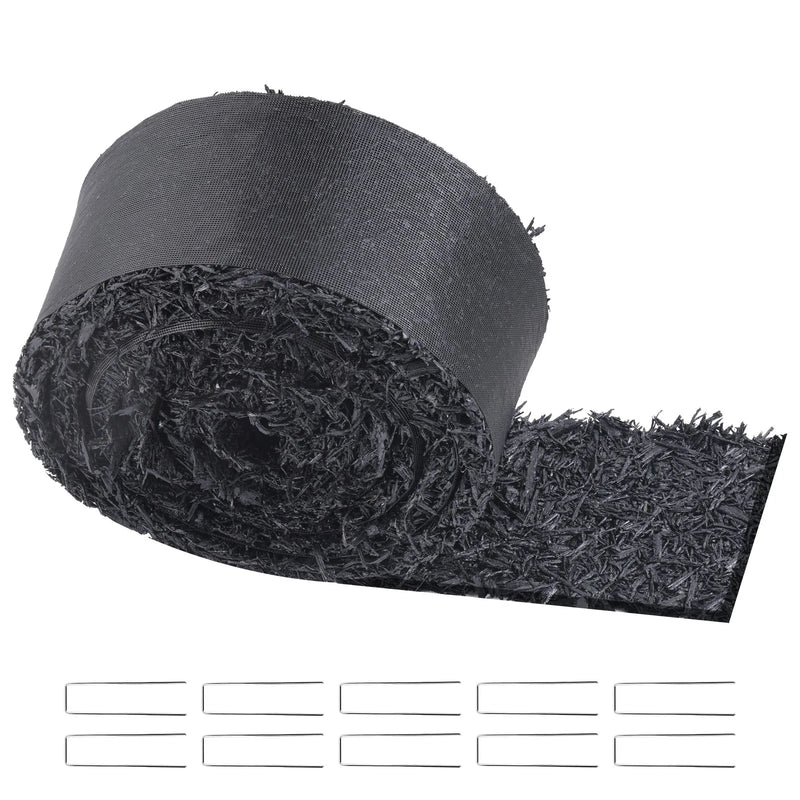 VEVOR gumijas mulča ainavu labiekārtošanai, pārstrādātas gumijas mulčas paklājs 3048 x 114 mm, pastāvīgs gumijas celiņš, dabīga izskata melna mulčas dārza apmale augiem, dārzeņiem un ziedu dārza barjerai - ZEMLETES.LV
