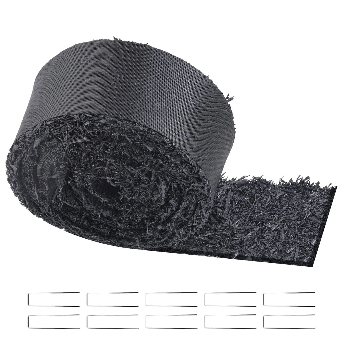VEVOR gumijas mulča ainavu labiekārtošanai, pārstrādātas gumijas mulčas paklājs 3048 x 114 mm, pastāvīgs gumijas celiņš, dabīga izskata melna mulčas dārza apmale augiem, dārzeņiem un ziedu dārza barjerai - ZEMLETES.LV