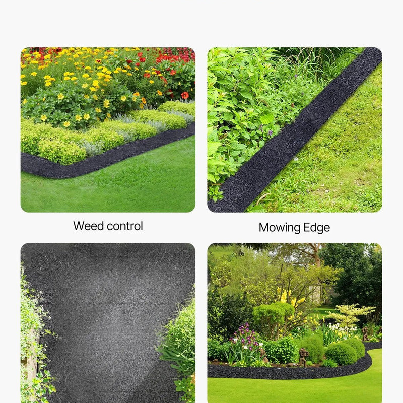 VEVOR gumijas mulča ainavu labiekārtošanai, pārstrādātas gumijas mulčas paklājs 3048 x 114 mm, pastāvīgs gumijas celiņš, dabīga izskata melna mulčas dārza apmale augiem, dārzeņiem un ziedu dārza barjerai - ZEMLETES.LV