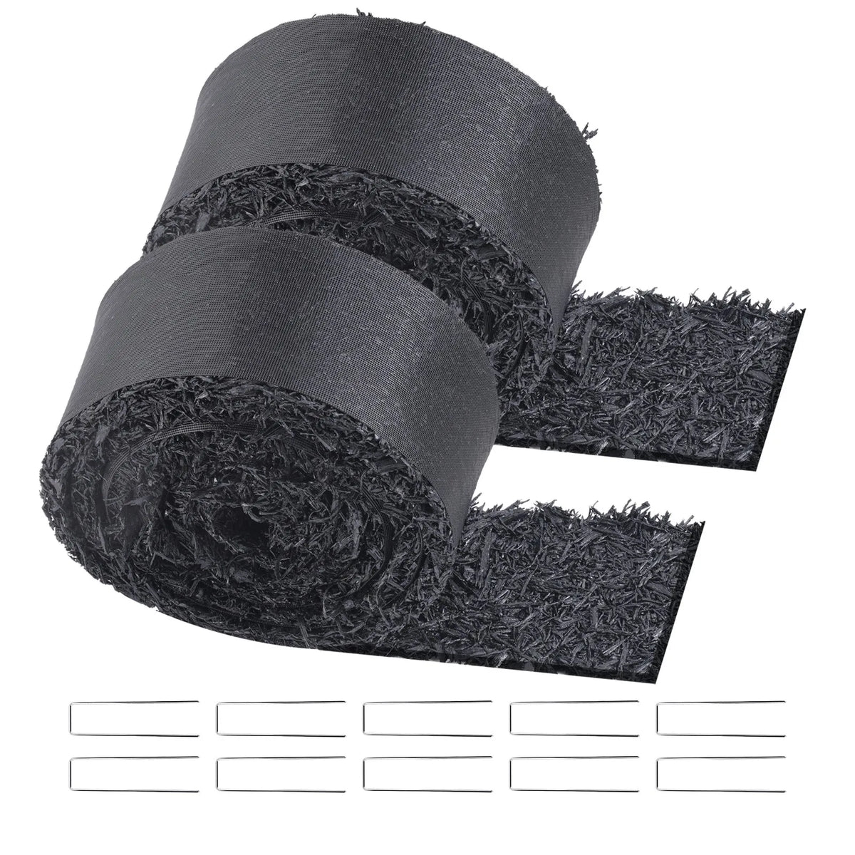 VEVOR gumijas mulča ainavu labiekārtošanai, 2 ruļļi pārstrādātas gumijas mulčas paklāja 3048 x 114 mm, pastāvīgs gumijas celiņš, dabīga izskata melna mulčas dārza apmale augiem, dārzeņiem un ziedu dārza barjerai - ZEMLETES.LV