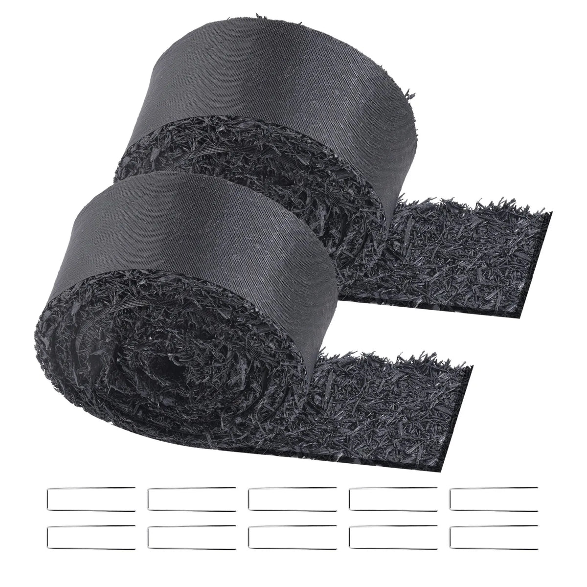 VEVOR gumijas mulča ainavu labiekārtošanai, 2 ruļļi pārstrādātas gumijas mulčas paklāja 3048 x 114 mm, pastāvīgs gumijas celiņš, dabīga izskata melna mulčas dārza apmale augiem, dārzeņiem un ziedu dārza barjerai - ZEMLETES.LV