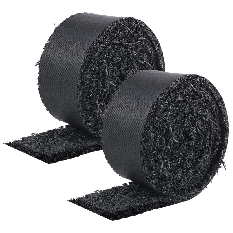 VEVOR gumijas mulča ainavu labiekārtošanai, 2 ruļļi pārstrādātas gumijas mulčas paklāja 3048 x 114 mm, pastāvīgs gumijas celiņš, dabīga izskata melna mulčas dārza apmale augiem, dārzeņiem un ziedu dārza barjerai - ZEMLETES.LV