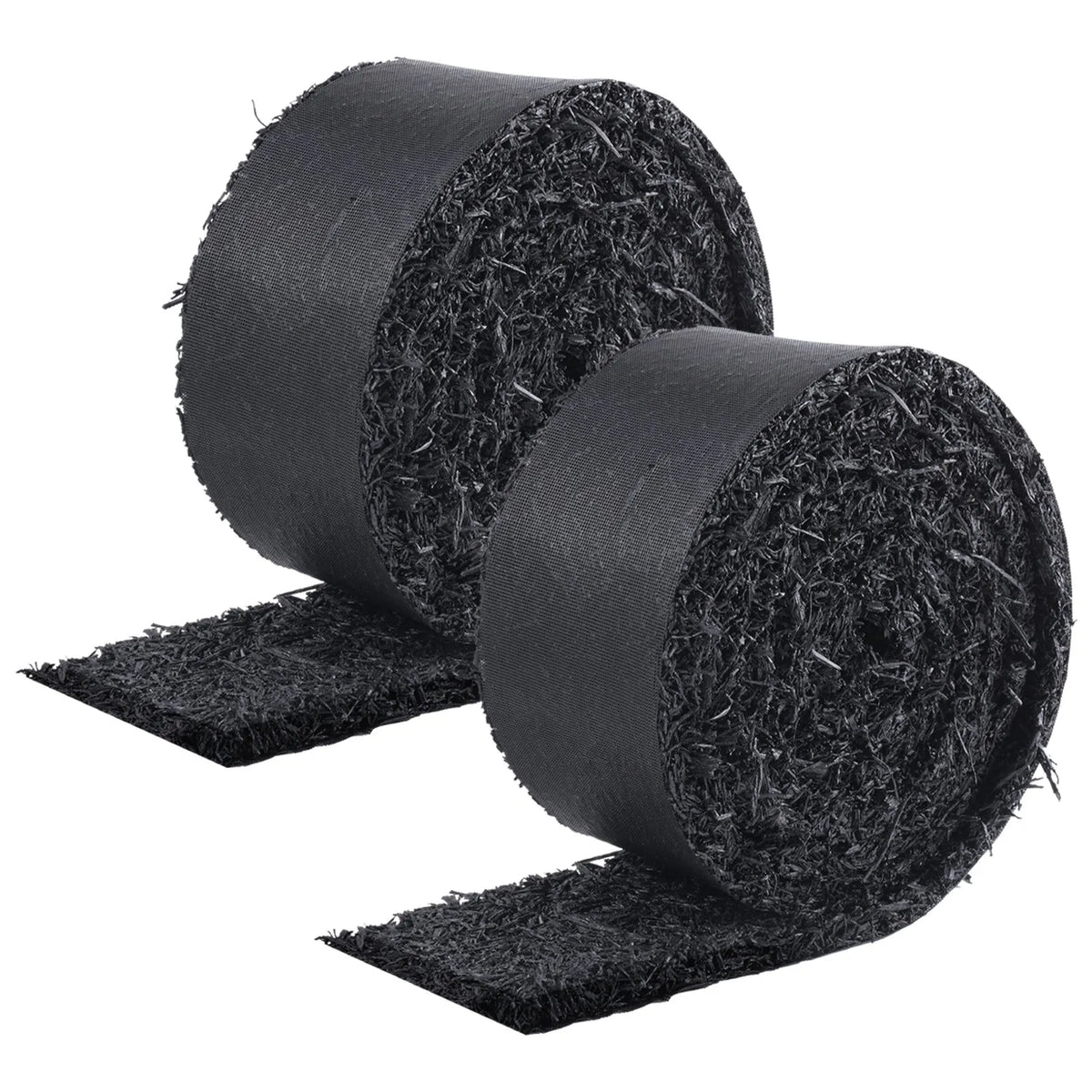 VEVOR gumijas mulča ainavu labiekārtošanai, 2 ruļļi pārstrādātas gumijas mulčas paklāja 3048 x 114 mm, pastāvīgs gumijas celiņš, dabīga izskata melna mulčas dārza apmale augiem, dārzeņiem un ziedu dārza barjerai - ZEMLETES.LV