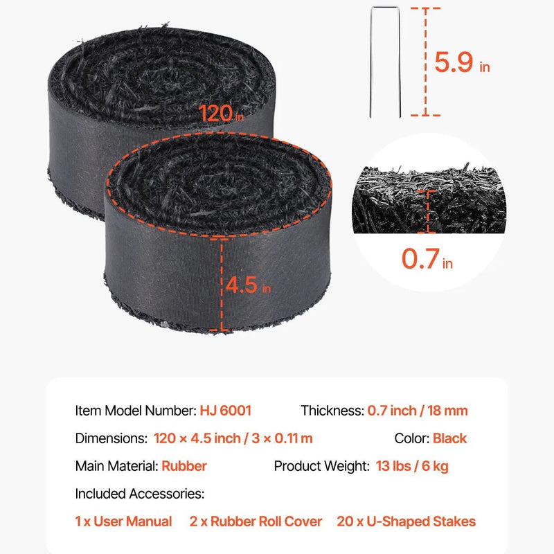 VEVOR gumijas mulča ainavu labiekārtošanai, 2 ruļļi pārstrādātas gumijas mulčas paklāja 3048 x 114 mm, pastāvīgs gumijas celiņš, dabīga izskata melna mulčas dārza apmale augiem, dārzeņiem un ziedu dārza barjerai - ZEMLETES.LV