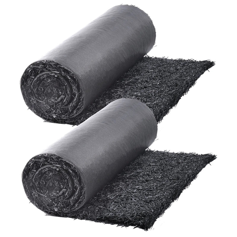 VEVOR gumijas mulča ainavu labiekārtošanai, 2 ruļļi pārstrādātas gumijas mulčas paklāja 2440 x 560 mm, pastāvīgs gumijas celiņš, dabīga izskata melna mulčas apmale augiem, dārzeņiem un ziedu dārza barjerai - ZEMLETES.LV