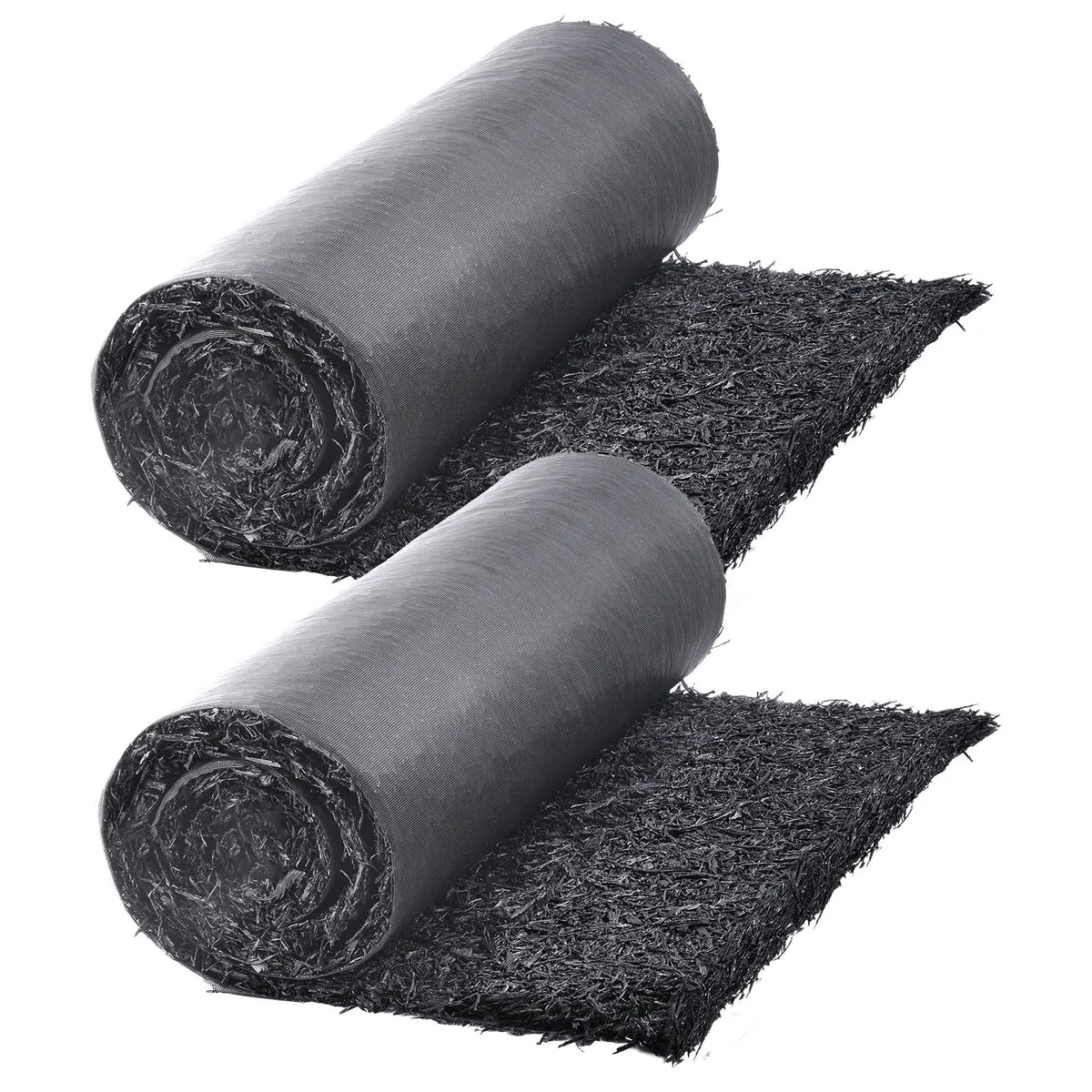 VEVOR gumijas mulča ainavu labiekārtošanai, 2 ruļļi pārstrādātas gumijas mulčas paklāja 2440 x 560 mm, pastāvīgs gumijas celiņš, dabīga izskata melna mulčas apmale augiem, dārzeņiem un ziedu dārza barjerai - ZEMLETES.LV