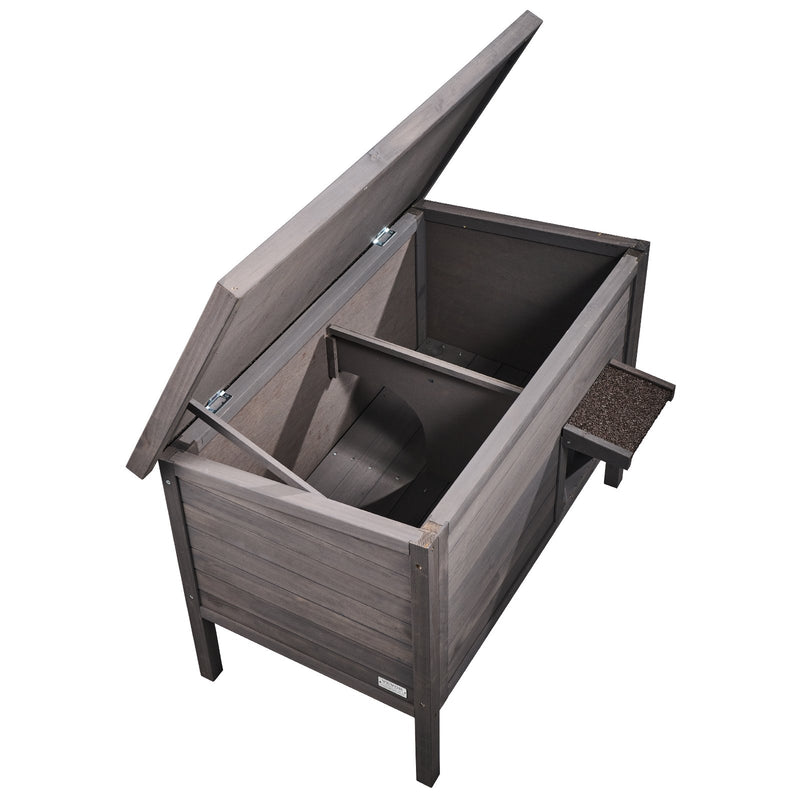 VEVOR āra koka kaķu māja ar jumtu un PVC durvju aizkariem