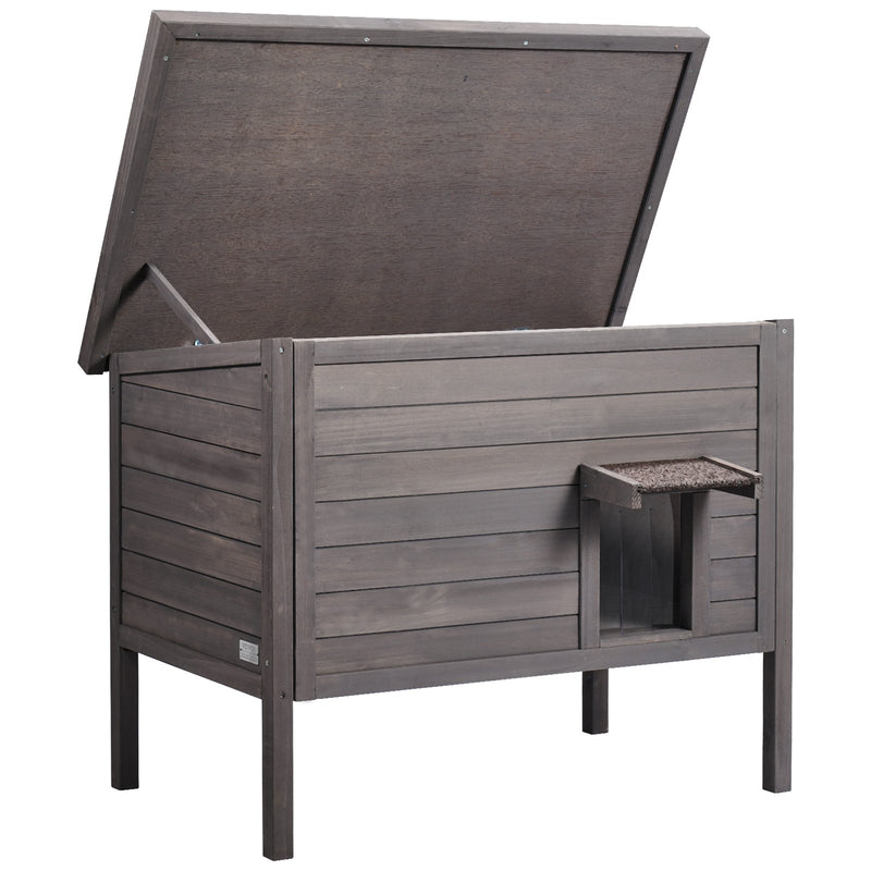 VEVOR āra koka kaķu māja ar jumtu un PVC durvju aizkariem