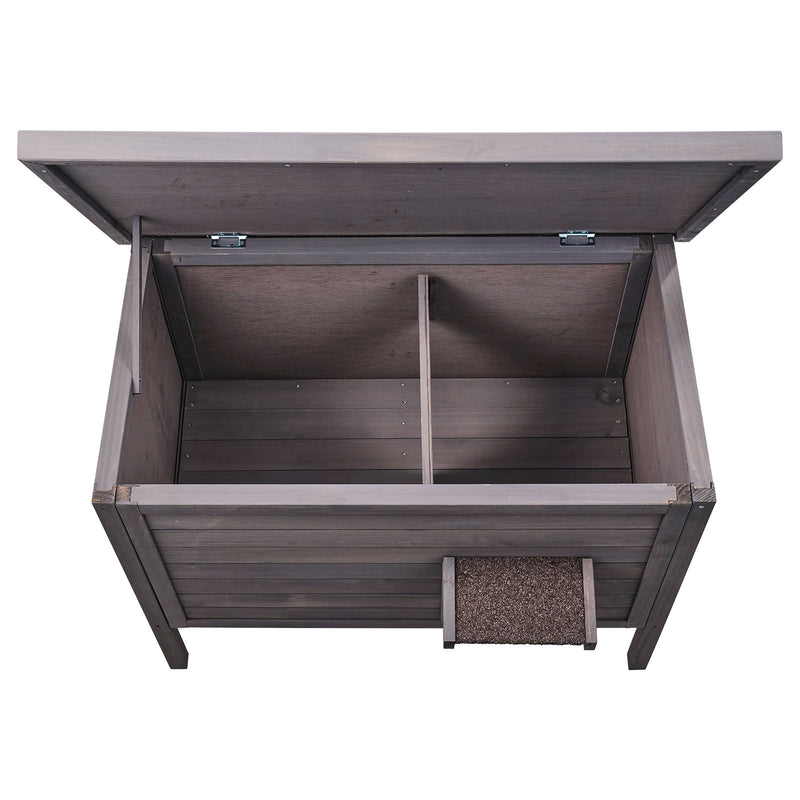 VEVOR āra koka kaķu māja ar jumtu un PVC durvju aizkariem