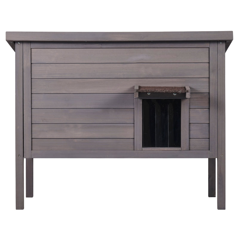 VEVOR āra koka kaķu māja ar jumtu un PVC durvju aizkariem