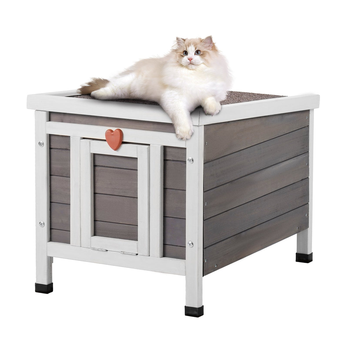 VEVOR Outdoor Wooden Cat House with Openable Roof and PVC Door Curtain, 51 × 42 × 42 cm
