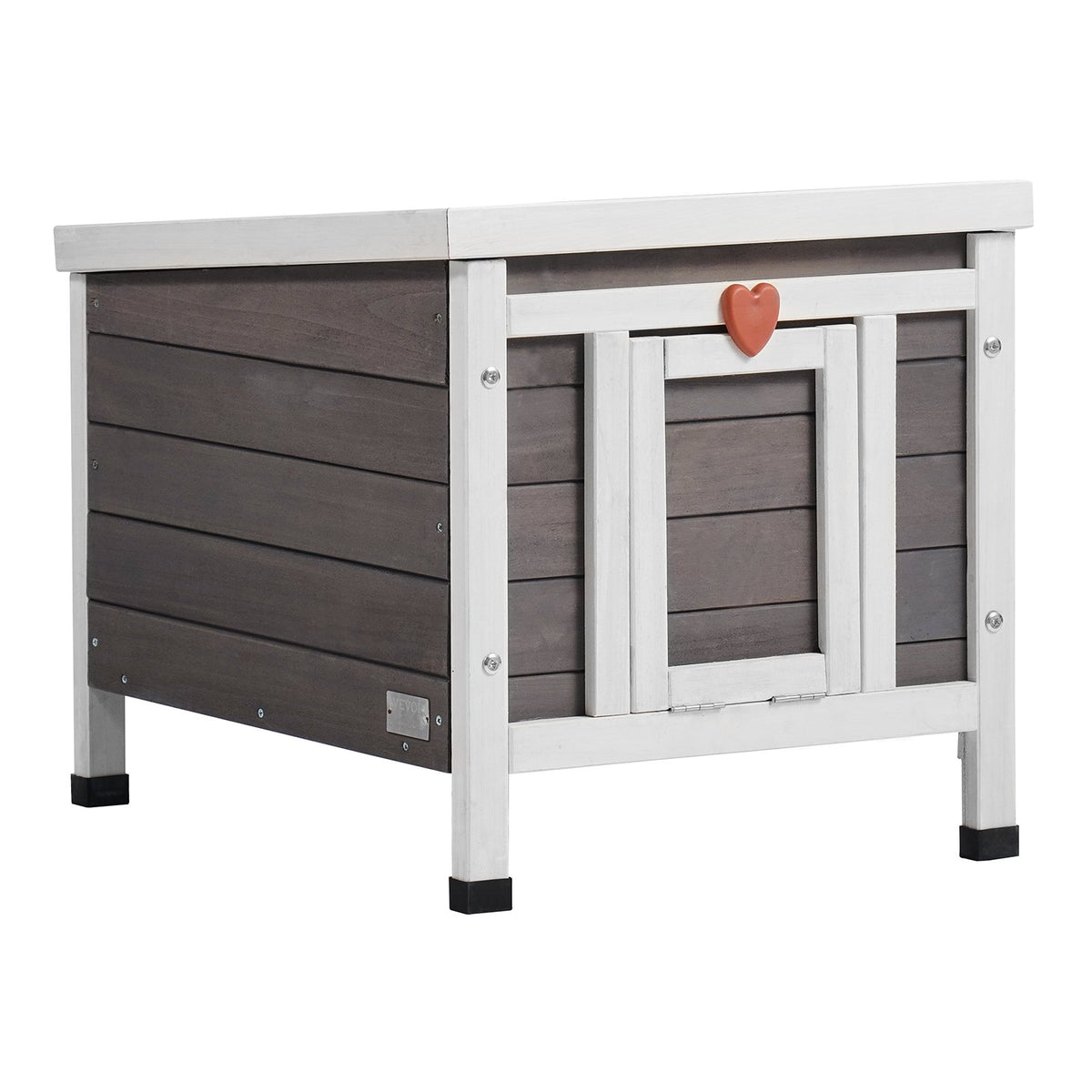 VEVOR Outdoor Wooden Cat House with Openable Roof and PVC Door Curtain, 51 × 42 × 42 cm