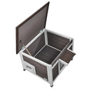 VEVOR laikizturīga āra kaķu māja, koka savvaļas kaķu un trušu māja ar logu, atveramu jumtu un PVC durvju aizkariem, 61 × 53 × 46 cm