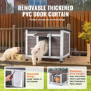 VEVOR laikizturīga āra kaķu māja, koka savvaļas kaķu un trušu māja ar logu, atveramu jumtu un PVC durvju aizkariem, 61 × 53 × 46 cm