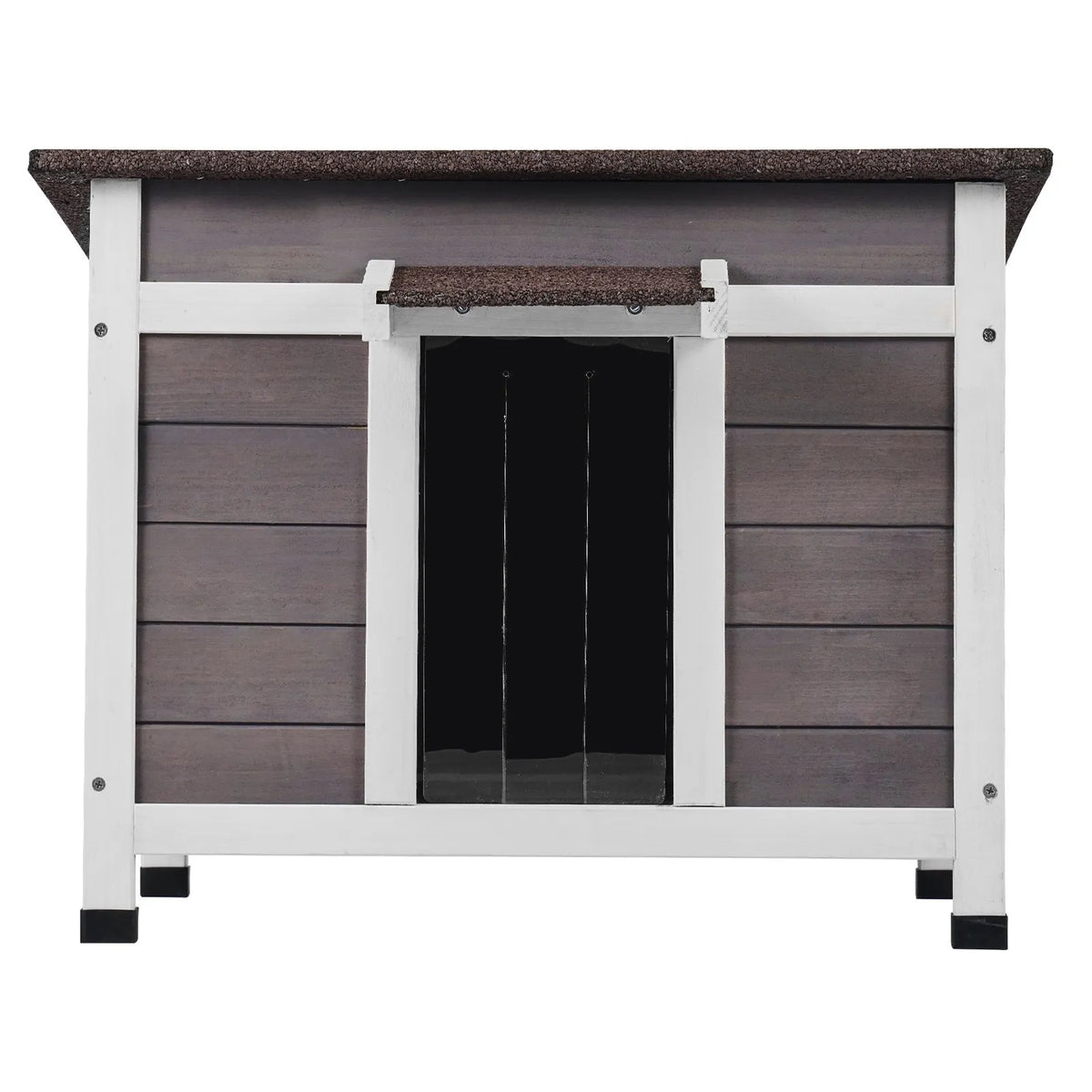 VEVOR Outdoor Wooden Cat House with Window, Openable Roof and PVC Door Curtain, for 1–2 Cats, 61 × 53 × 46 cm
