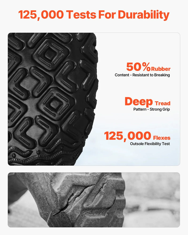 43_VEVOR vīriešu gumijas zābaki — ūdensizturīgi neslīdoši medību un dārza dubļu zābaki, siltināti viegli un izturīgi aizsargapavi rūpniecībai un lauksaimniecībai, ES izmērs 43