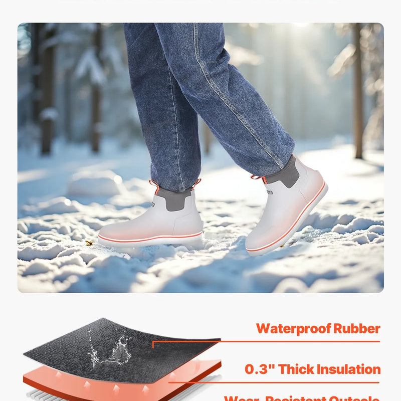 44_VEVOR vīriešu laivu zābaki — ūdensizturīgi makšķerēšanas un lietus zābaki, neslīdoši potīšu gumijas āra darba apavi, siltināti dārza un dubļu zābaki, viegli un izturīgi rūpniecībai un lauksaimniecībai, ES izmērs 44