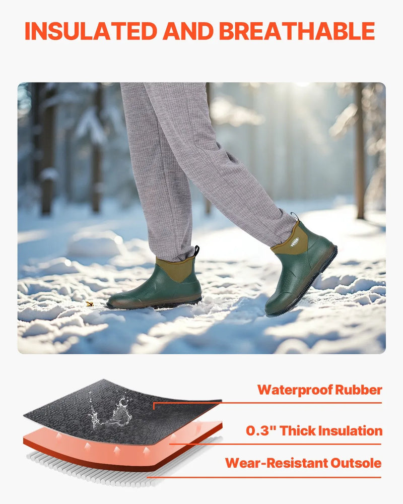 40_VEVOR sieviešu laivu zābaki — ūdensizturīgi makšķerēšanas un lietus zābaki, neslīdoši potīšu gumijas zābaki ar neoprēnu, siltināti dārza un dubļu zābaki, viegli un izturīgi rūpniecībai un lauksaimniecībai, ES izmērs 40