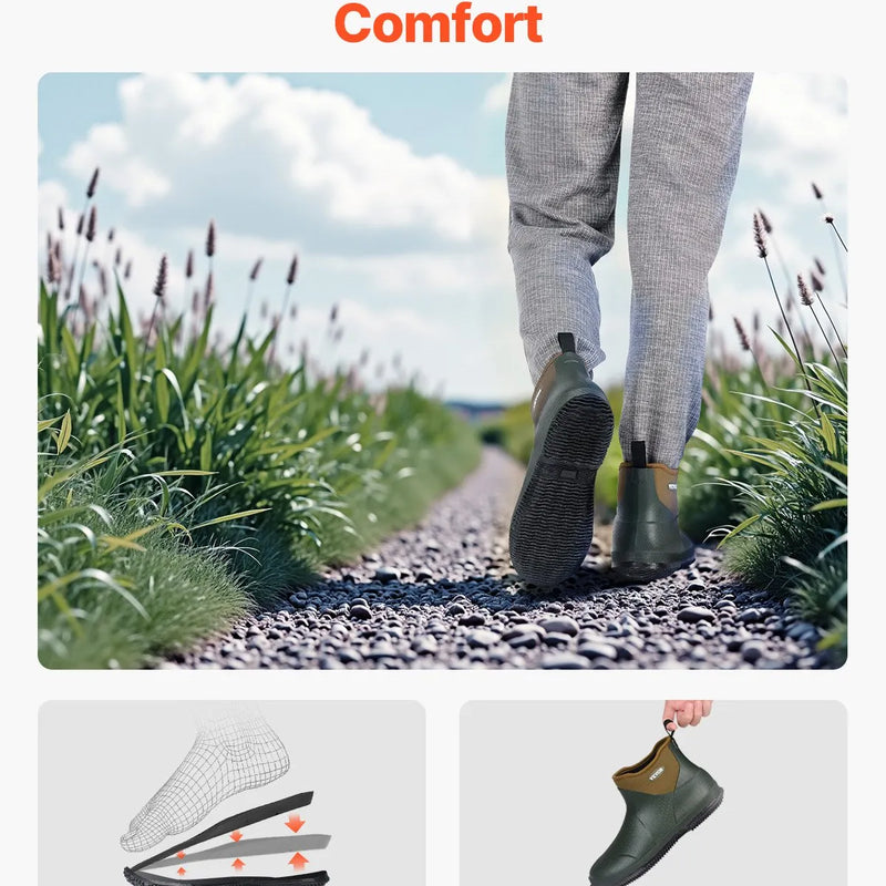 39_VEVOR sieviešu laivu zābaki — ūdensizturīgi makšķerēšanas un lietus zābaki, neslīdoši potīšu gumijas zābaki ar neoprēnu, siltināti dārza un dubļu zābaki, viegli un izturīgi rūpniecībai un lauksaimniecībai, ES izmērs 39