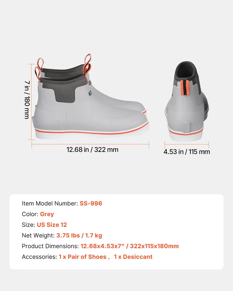 46_VEVOR vīriešu laivu zābaki — ūdensizturīgi makšķerēšanas un lietus zābaki, neslīdoši potīšu augstuma gumijas āra darba apavi, siltināti dārza un dubļu zābaki, viegli un izturīgi rūpniecībai un lauksaimniecībai, ES izmērs 46