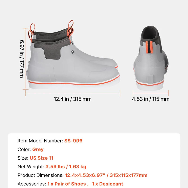 45_VEVOR vīriešu laivu zābaki — ūdensizturīgi makšķerēšanas un lietus zābaki, neslīdoši potīšu augstuma gumijas āra darba apavi, siltināti dārza un dubļu zābaki, viegli un izturīgi rūpniecībai un lauksaimniecībai, ES izmērs 45