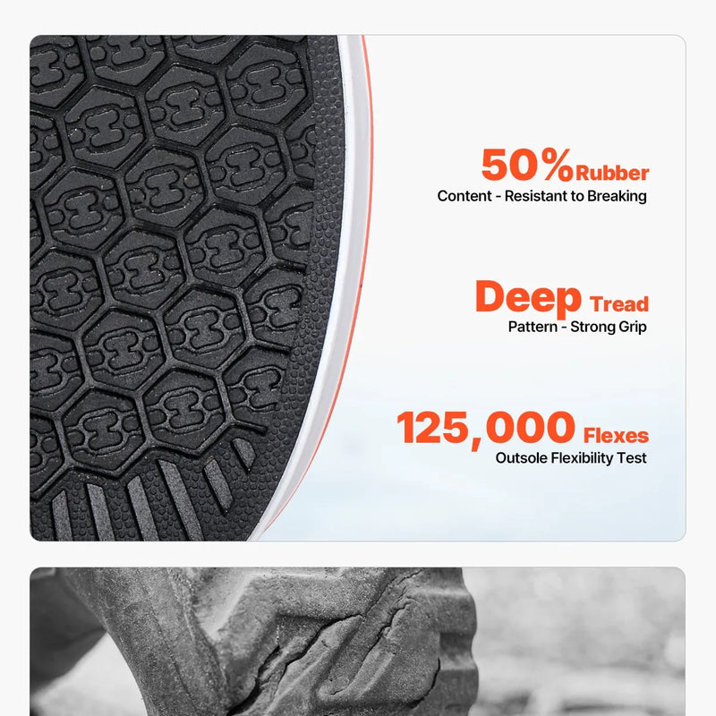 43_VEVOR vīriešu laivu zābaki — ūdensizturīgi makšķerēšanas un lietus zābaki, neslīdoši potīšu gumijas āra darba apavi, siltināti dārza un dubļu zābaki, viegli un izturīgi rūpniecībai un lauksaimniecībai, ES izmērs 43