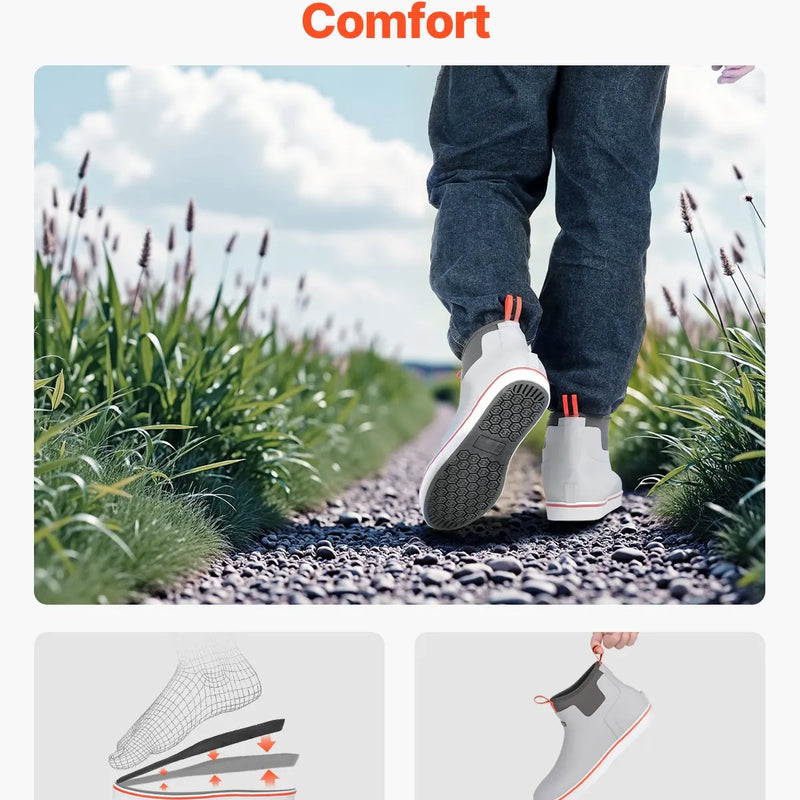 47_VEVOR vīriešu laivu zābaki — ūdensizturīgi makšķerēšanas un lietus zābaki, neslīdoši potīšu gumijas āra darba apavi, siltināti dārza un dubļu zābaki, viegli un izturīgi rūpniecībai un lauksaimniecībai, ES izmērs 47