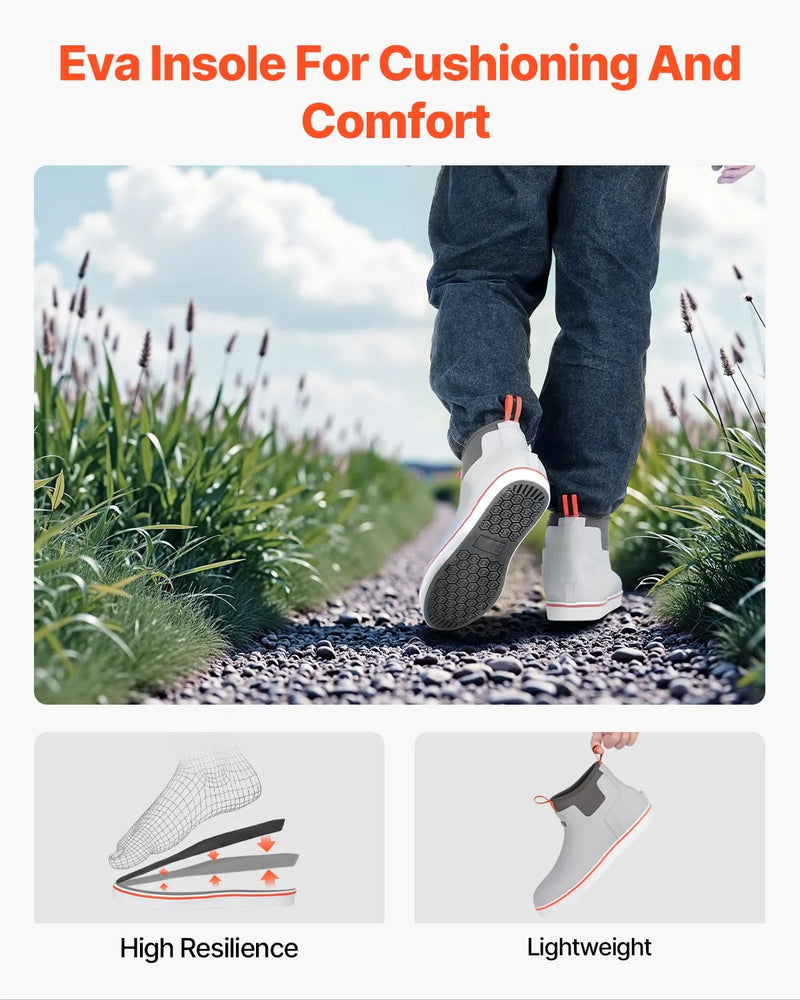 47_VEVOR vīriešu laivu zābaki — ūdensizturīgi makšķerēšanas un lietus zābaki, neslīdoši potīšu gumijas āra darba apavi, siltināti dārza un dubļu zābaki, viegli un izturīgi rūpniecībai un lauksaimniecībai, ES izmērs 47