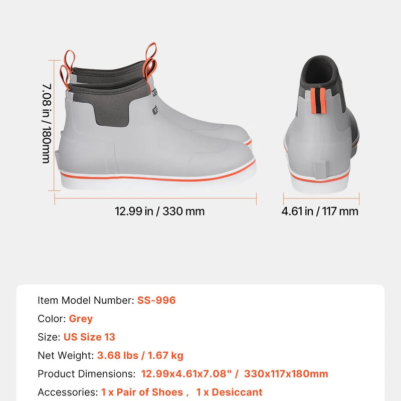 47_VEVOR vīriešu laivu zābaki — ūdensizturīgi makšķerēšanas un lietus zābaki, neslīdoši potīšu gumijas āra darba apavi, siltināti dārza un dubļu zābaki, viegli un izturīgi rūpniecībai un lauksaimniecībai, ES izmērs 47