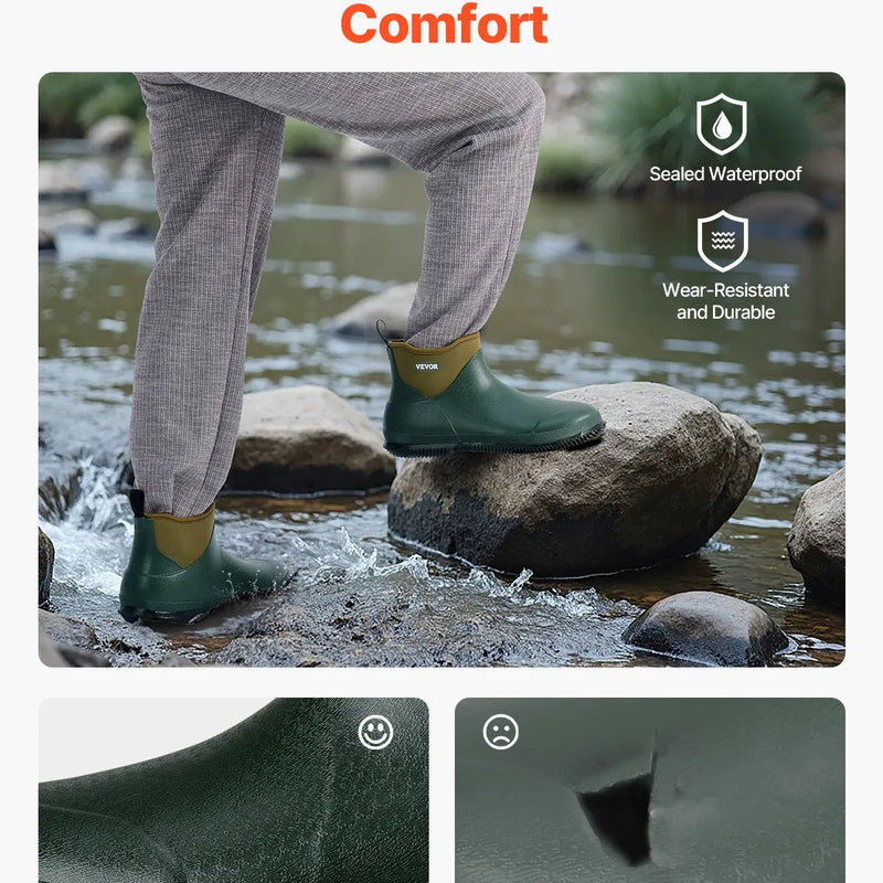 41_VEVOR sieviešu laivu zābaki — ūdensizturīgi makšķerēšanas un lietus zābaki, neslīdoši potīšu gumijas zābaki ar neoprēnu, siltināti dārza un dubļu zābaki, viegli un izturīgi rūpniecībai un lauksaimniecībai, ES izmērs 41