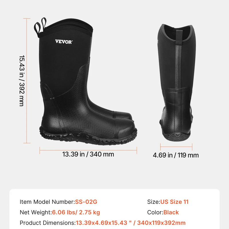 45_VEVOR vīriešu gumijas zābaki ar tērauda purngalu — ūdensizturīgi lietus un makšķerēšanas zābaki, neslīdoši, viegli un izturīgi āra darba apavi rūpniecībai, būvniecībai un lauksaimniecībai, ES izmērs 45
