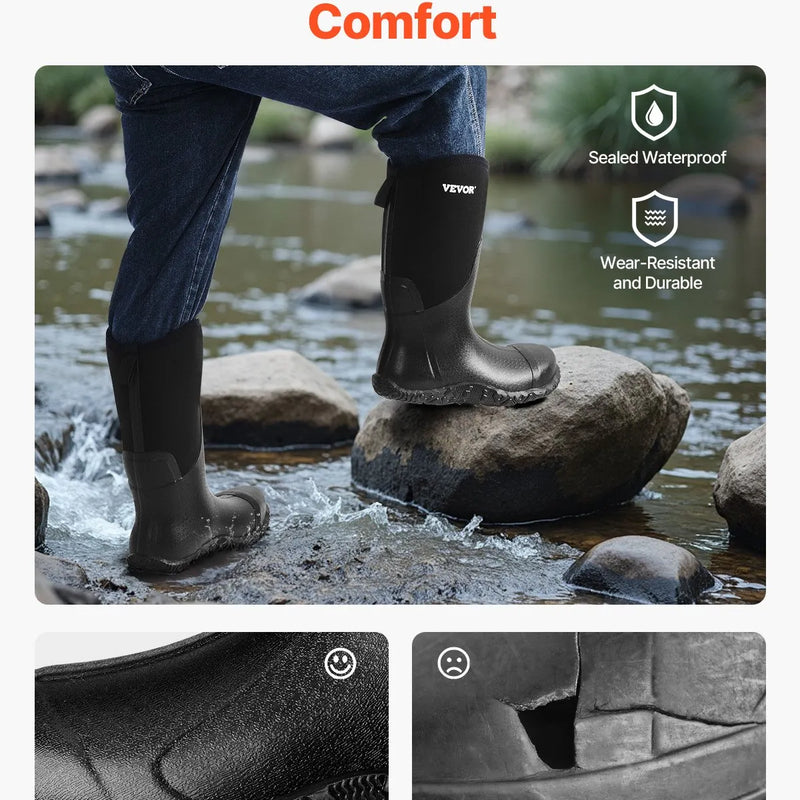 47_VEVOR vīriešu gumijas zābaki ar tērauda purngalu — ūdensizturīgi lietus un makšķerēšanas zābaki, neslīdoši, viegli un izturīgi āra darba apavi rūpniecībai, būvniecībai un lauksaimniecībai, ES izmērs 47