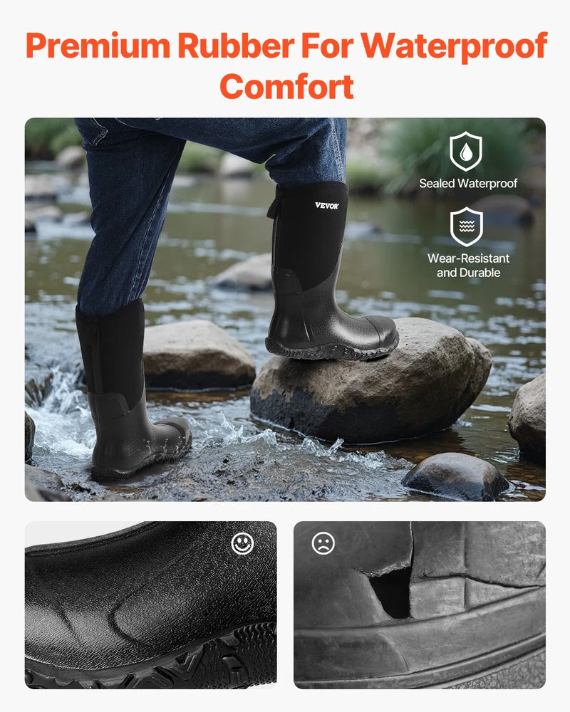 47_VEVOR vīriešu gumijas zābaki ar tērauda purngalu — ūdensizturīgi lietus un makšķerēšanas zābaki, neslīdoši, viegli un izturīgi āra darba apavi rūpniecībai, būvniecībai un lauksaimniecībai, ES izmērs 47