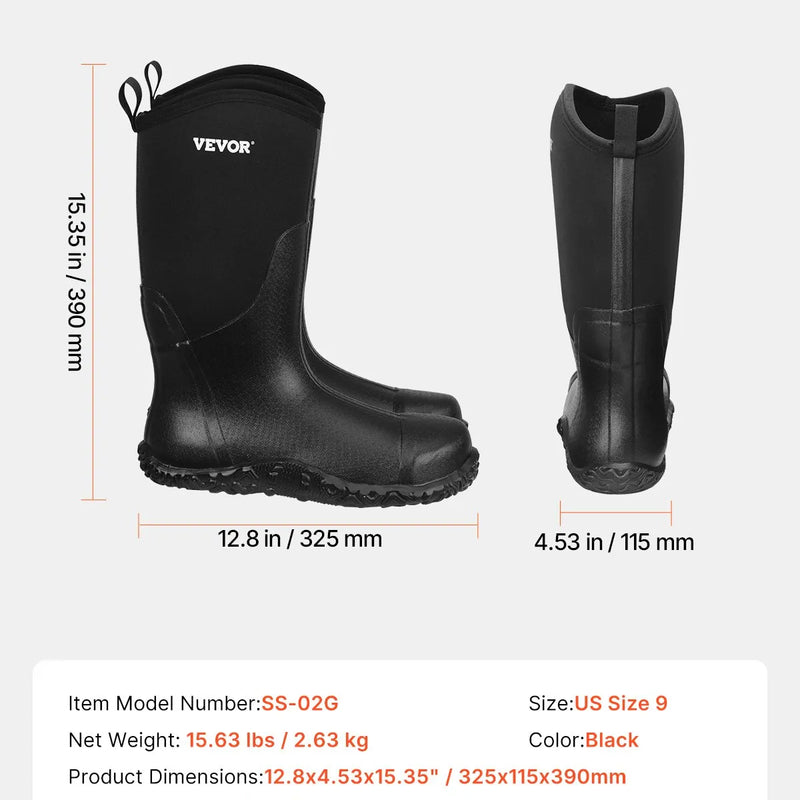 43_VEVOR vīriešu gumijas zābaki ar tērauda purngalu — ūdensizturīgi lietus un makšķerēšanas zābaki, neslīdoši, viegli un izturīgi āra darba apavi rūpniecībai, būvniecībai un lauksaimniecībai, ES izmērs 43