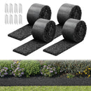 VEVOR gumijas mulčas paklāja rullis, 4 ruļļi 305 x 11,5 cm, pārstrādātas gumijas pastāvīga mulčas apmale ar mietiņiem, dabīga izskata puķu dobes barjera, 12,7 mm bieza, griežama dārza apmale ainavu veidošanai