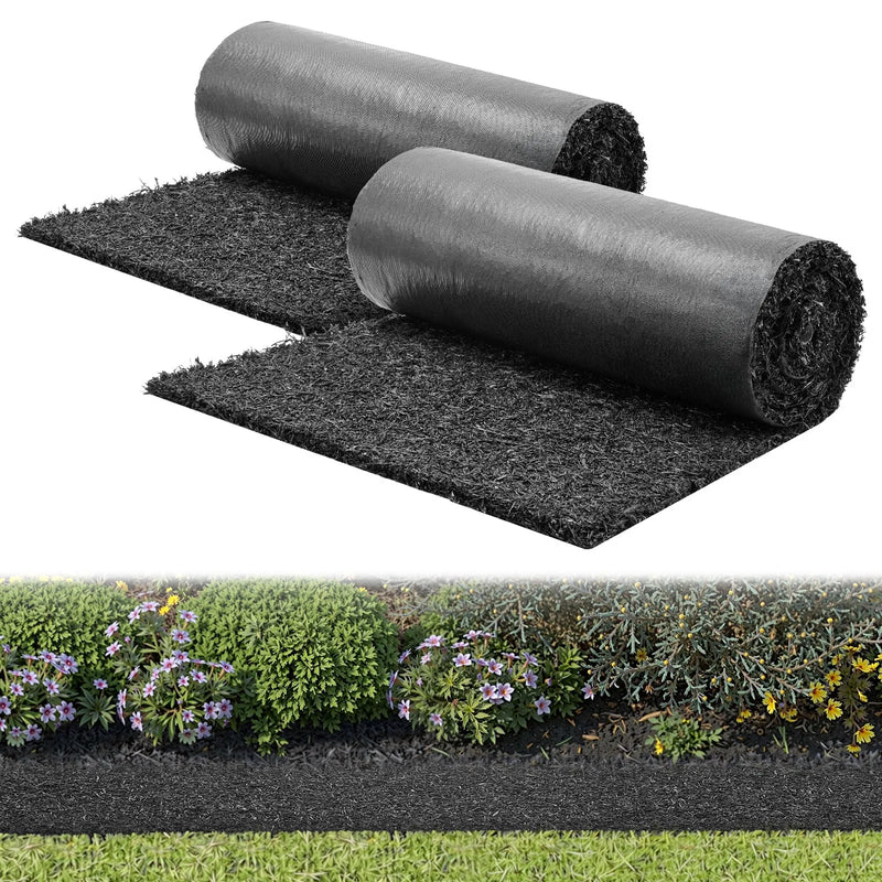 VEVOR gumijas mulčas paklāju ruļļu komplekts 2 gab., 244 x 61 cm, 12,7 mm biezums, griežams, nezāļu augšanas samazināšanai, dabiska izskata segums celiņiem un ainavu labiekārtošanai - ZEMLETES.LV