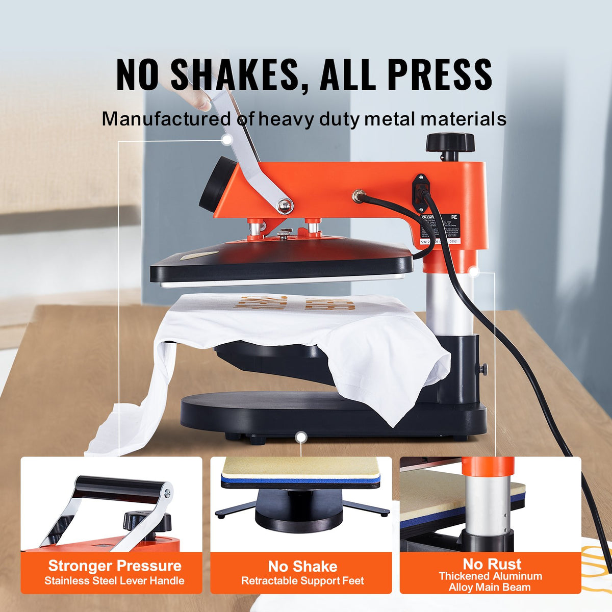 VEVOR kuumpress 30 × 38 cm 8-in-1, sublimatsiooniks särkidele, taldrikutele, kruusidele ja tassidele